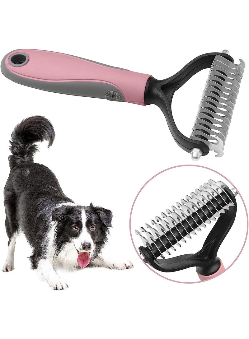 فيرست برو فرشاة تمشيط وإزالة تشابك الشعر للحيوانات الأليفة 2-في-1 – مشط مزدوج الجانب للكلاب والقطط لإزالة الفرو المتشابك والطبقة السفلية – شفرات من الفولاذ المقاوم للصدأ ومقبض مريح - Image 1